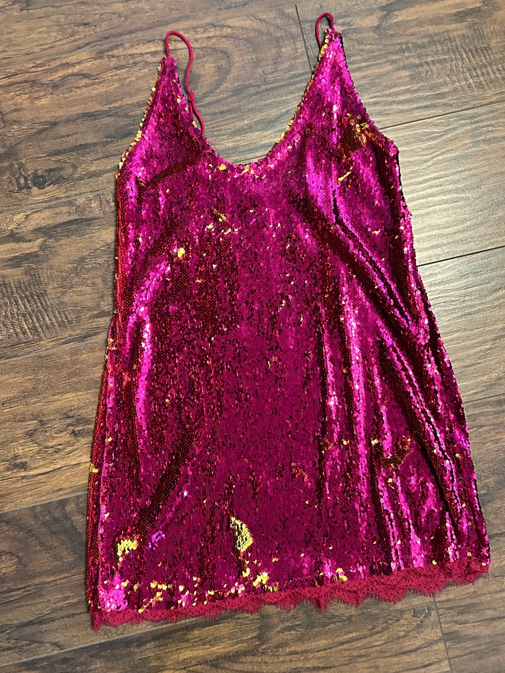Free People Intimately "Seeing Double" Sequin Slip Mini Dress L